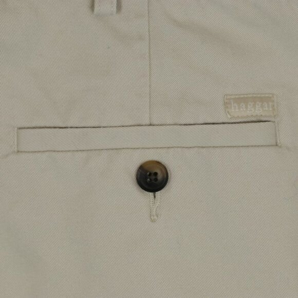 Haggar Men's Size 42x32 Cream Comfort Waist Flat Front Khaki Pants - Picture 5 of 9